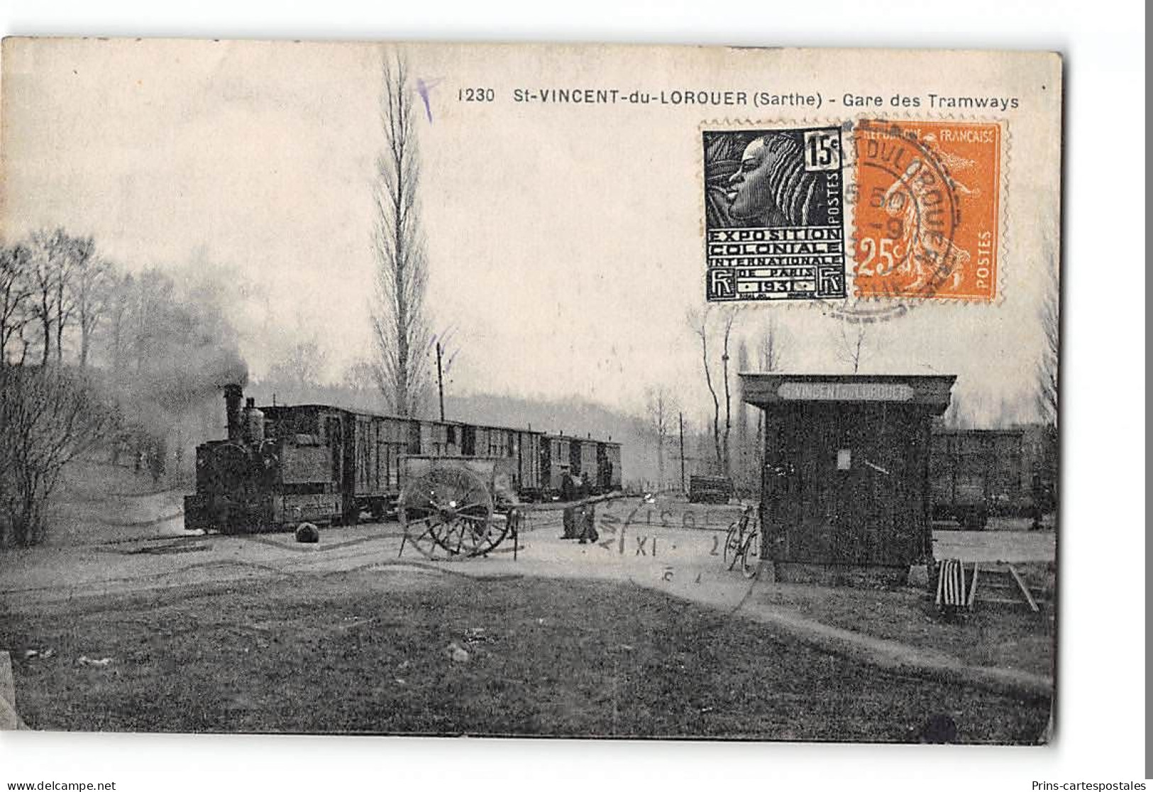 CPA 72 St Saint Vincent Du Lorouer La Gare Et Le Train Tramway - Autres & Non Classés