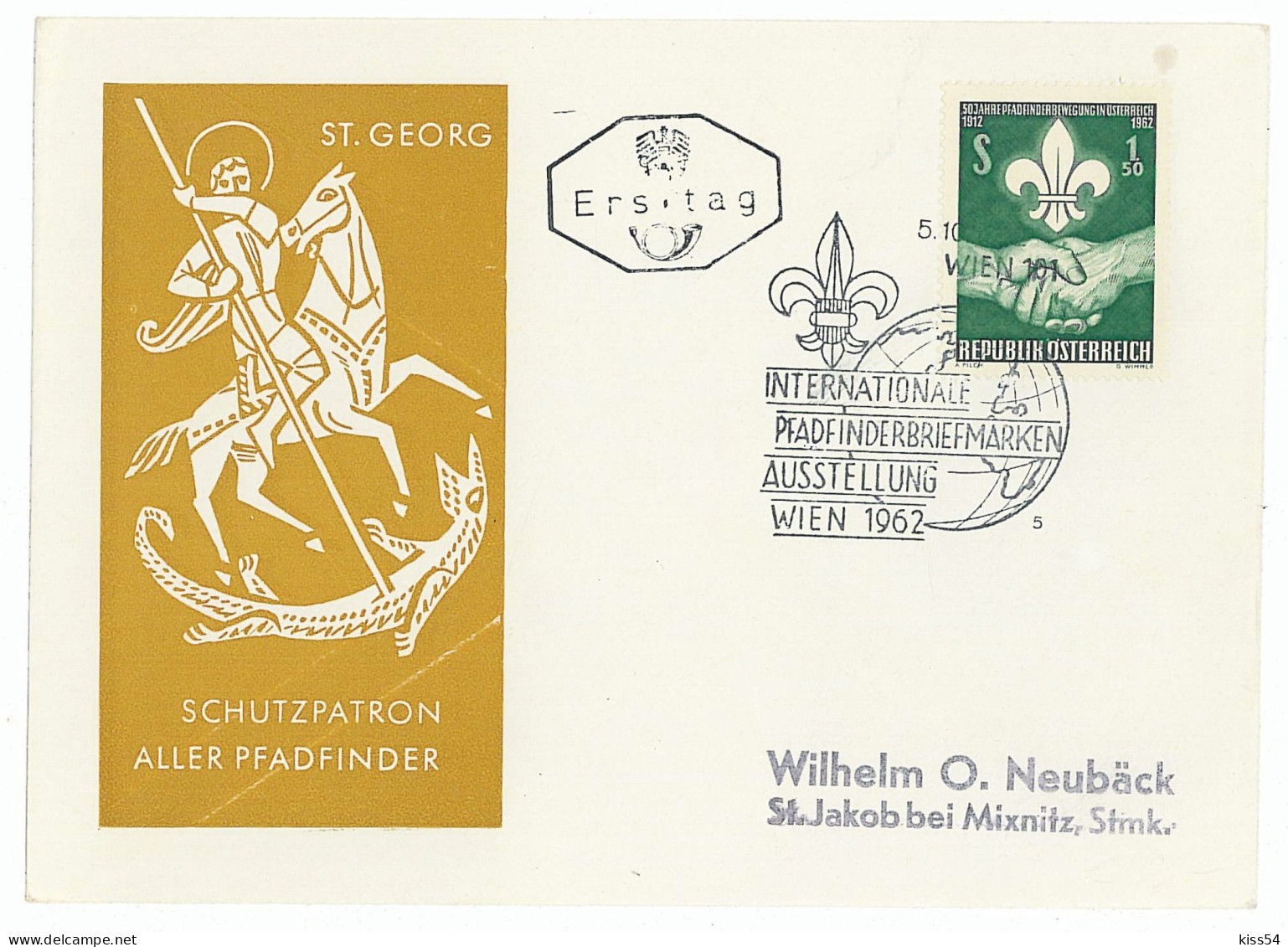 SC 26 - 1012 Scout AUSTRIA - Cover - Used - 1962 - Covers & Documents