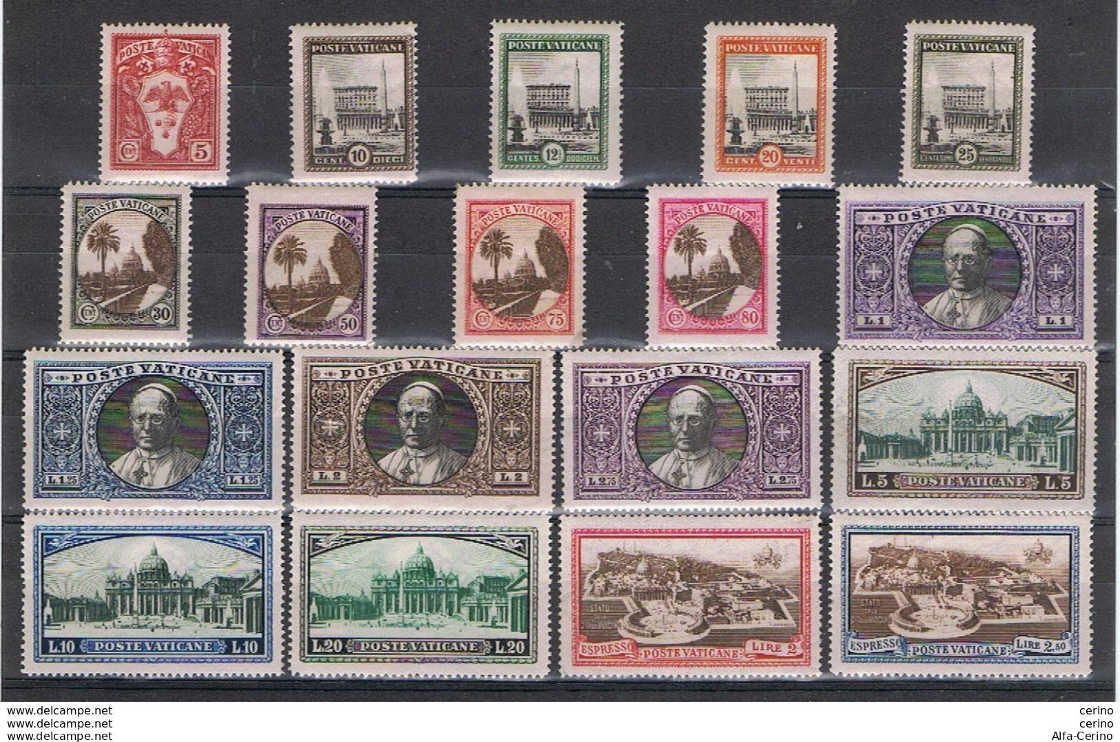 VATICANO:  1933  GIARDINI  E  MEDAGLIONI  -  S. CPL. 18  VAL. N. -  SASS. 19/E 4  -  SPL. - Unused Stamps