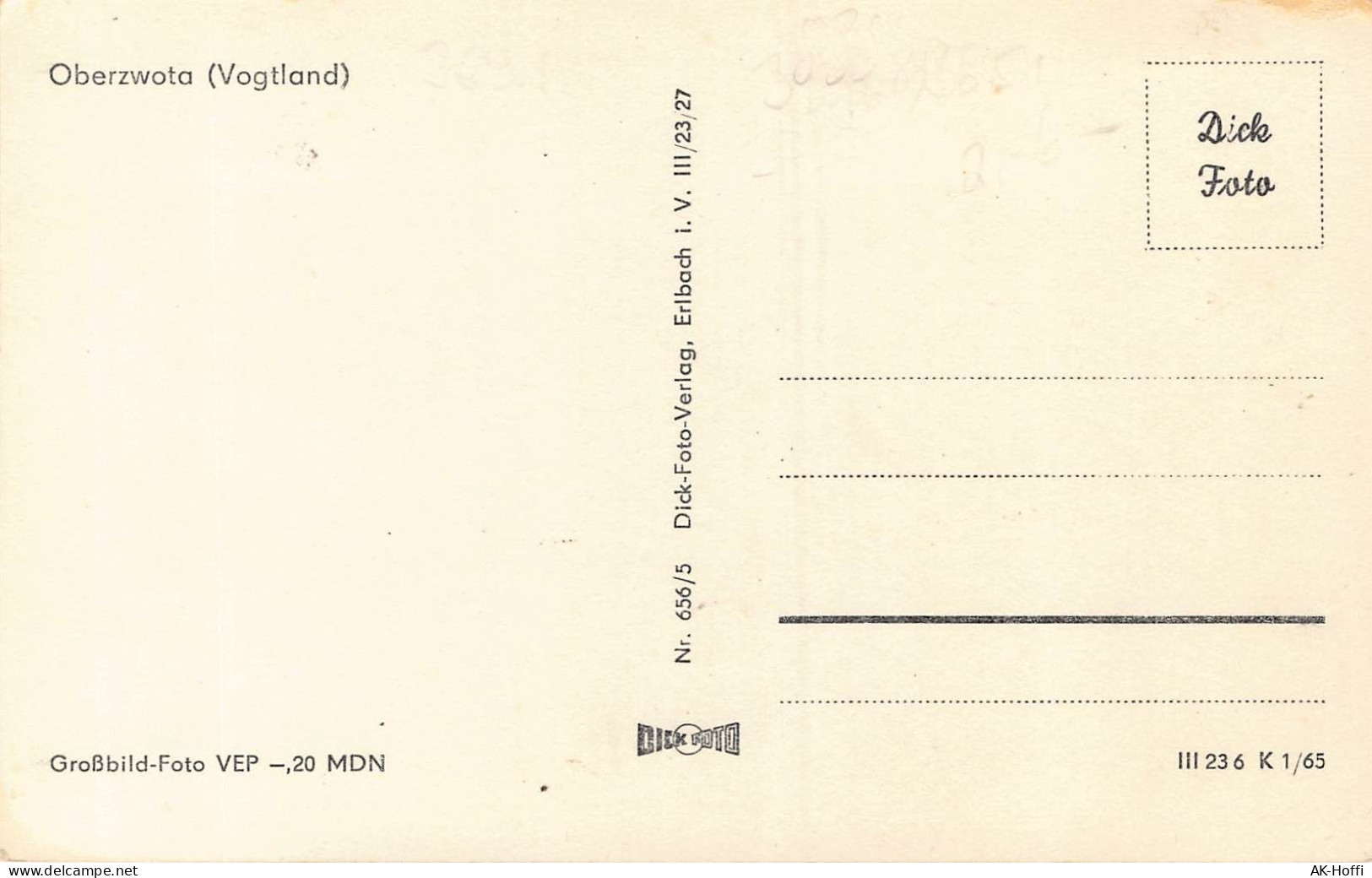 Oberzwota (Vogtland), Panorama Vom Ort - Verlag: Nr. 656/5 Dick-Foto-Verlag, Erlbach I. V. III/23/27 - Vogtland