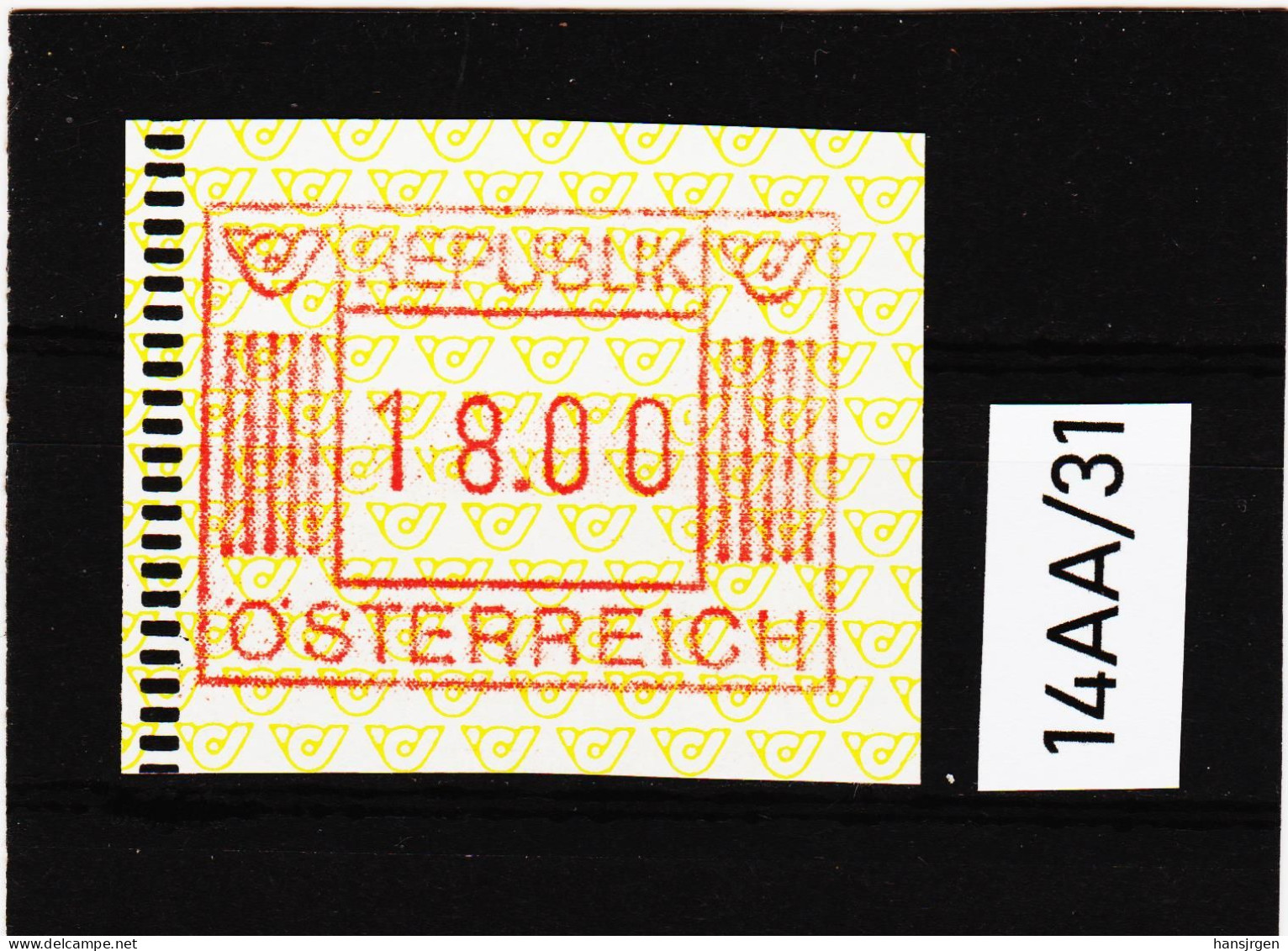 14AA/31  ÖSTERREICH 1983 AUTOMATENMARKEN 1. AUSGABE  18,00 SCHILLING   ** Postfrisch - Automatenmarken [ATM]