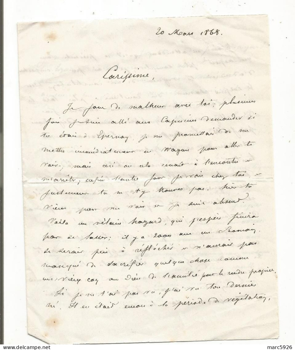 N°1727 ANCIENNE LETTRE A DECHIFFRER DATE 1868 - Historische Dokumente