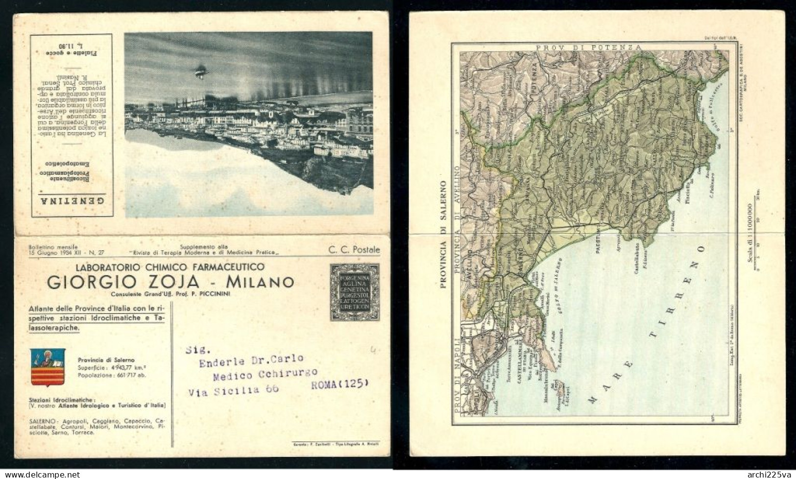 - 1933 / 1935 - 22 CARTOLINE Pubblicitarie - Laboratorio Chimico Farmaceutico - Giorgio ZOJA - Atlante delle Province -