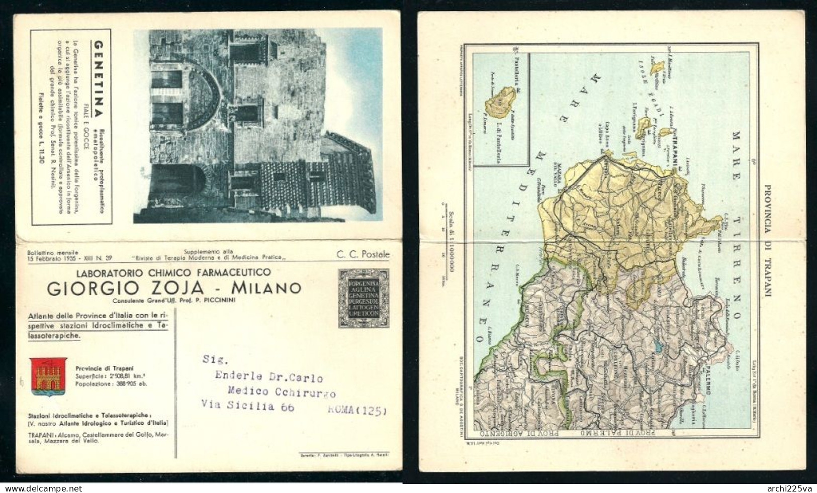 - 1933 / 1935 - 22 CARTOLINE Pubblicitarie - Laboratorio Chimico Farmaceutico - Giorgio ZOJA - Atlante delle Province -