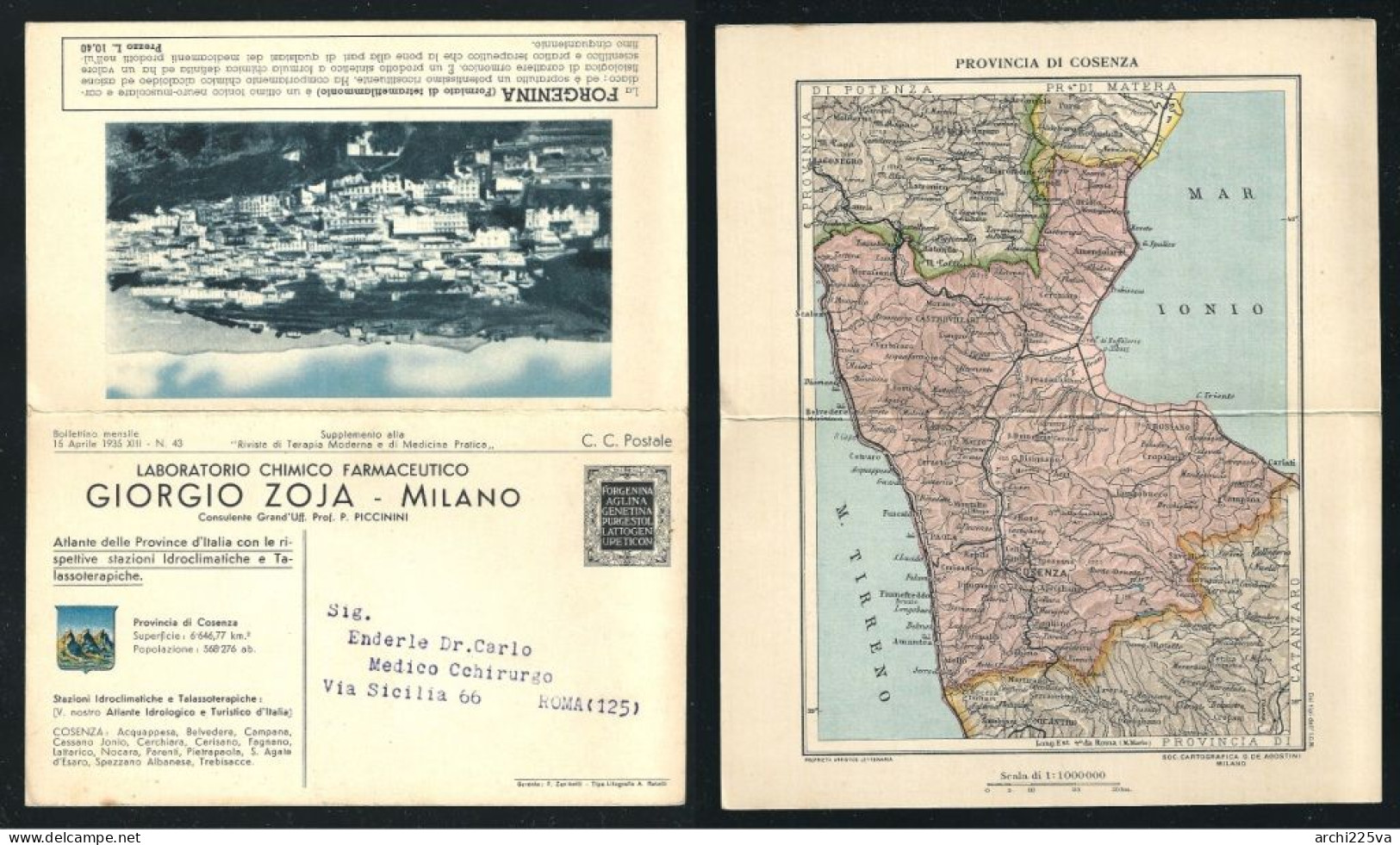 - 1933 / 1935 - 22 CARTOLINE Pubblicitarie - Laboratorio Chimico Farmaceutico - Giorgio ZOJA - Atlante delle Province -