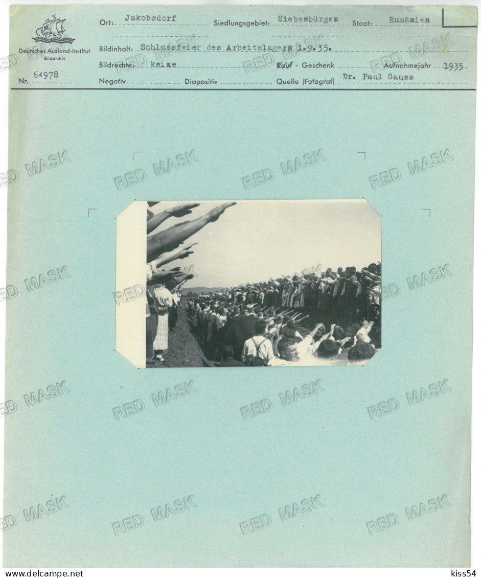 RO 39 - 20955 Unicat IACOBENI, Sibiu, Tabara De Munca Legionara, Cartoteca Al III Reich - Press Photo 13/9 Cm - 1935 - Rumänien