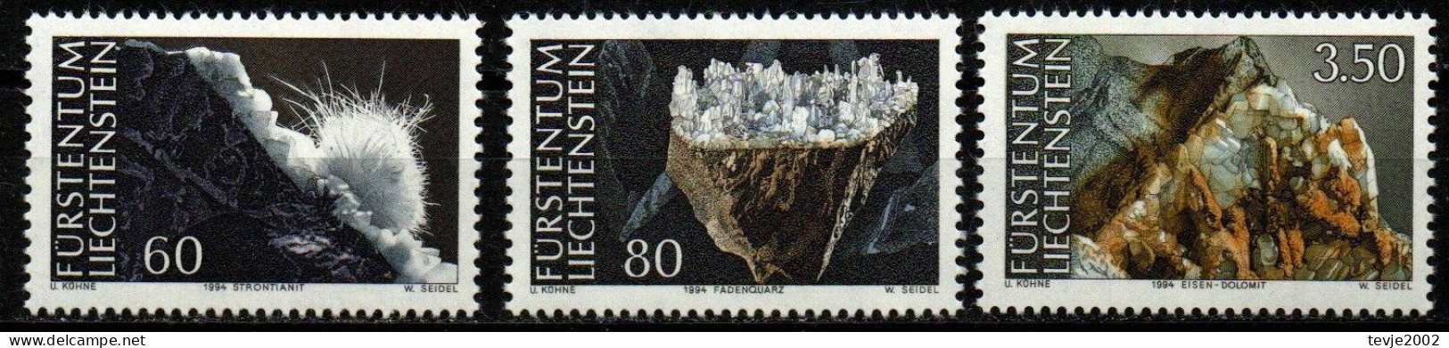 Liechtenstein 1994 - Mi.Nr. 1093 - 1095 - Postfrisch MNH - Mineralien Minerals - Mineralen