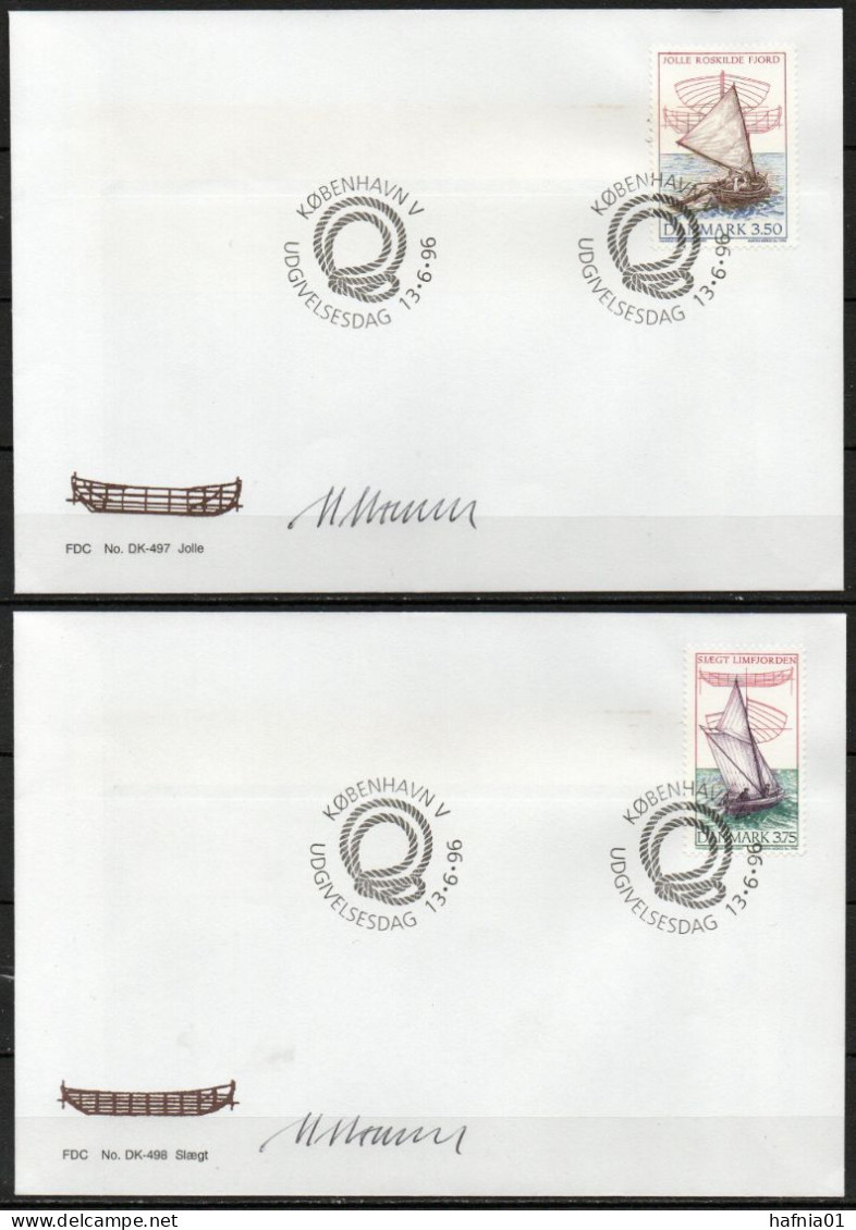 Martin Mörck. Denmark 1996. Danish Wooden Dinghies. Michel 1127 - 1129 FDC. Signed. - FDC