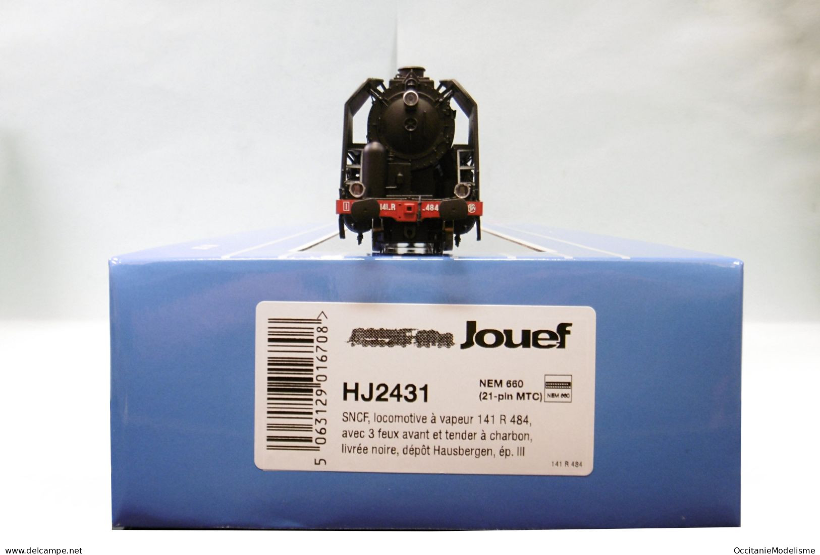 Jouef - Locomotive vapeur 141 R 484 charbon noir Hausbergen ép. III réf. HJ2431 HO 1/87