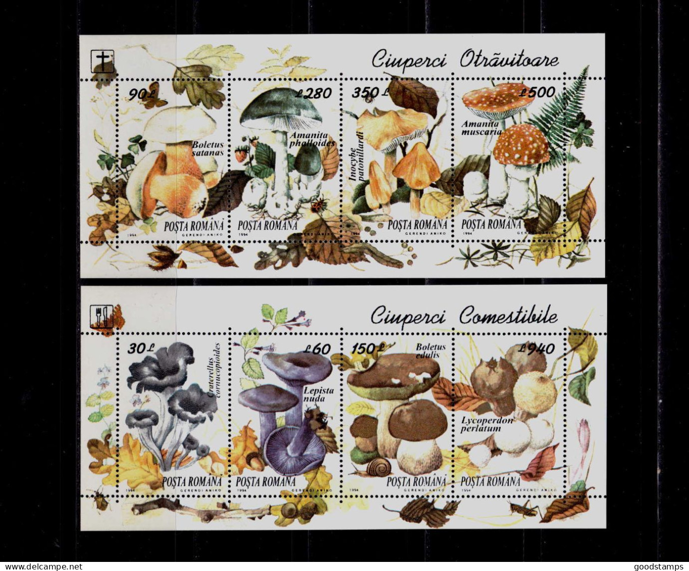 Romania 1994 " Mushrooms" , Block 292/293 , MNH - Ongebruikt