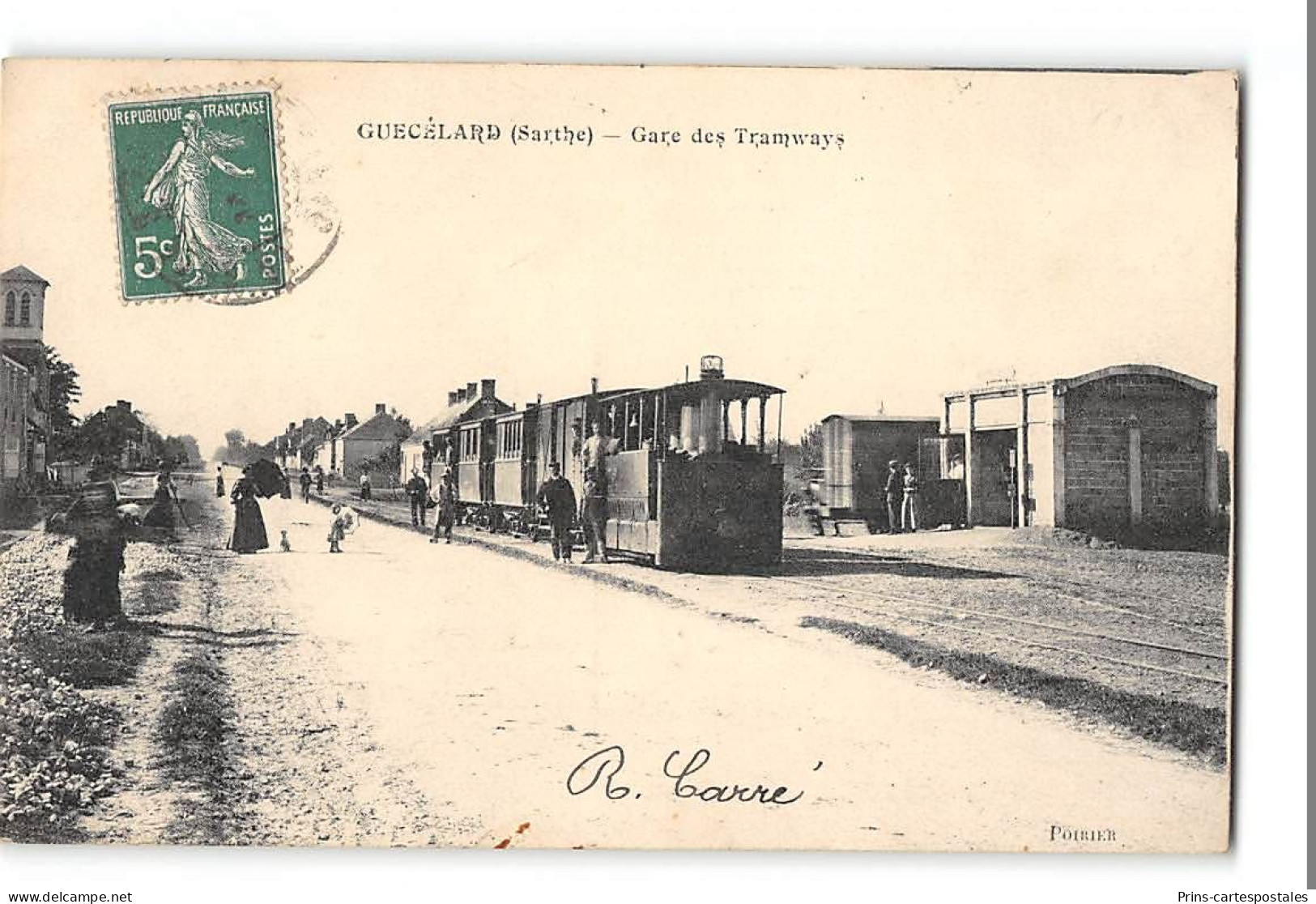 CPA 72 Guécélard La Gare Et Le Train Tramway - Autres & Non Classés