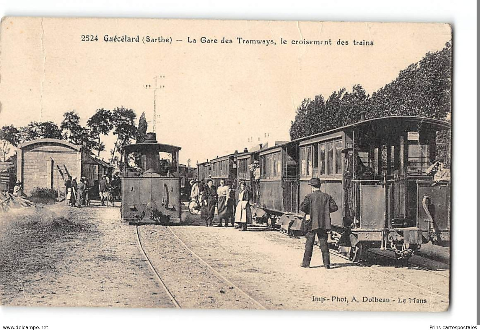 CPA 72 Guécélard La Gare Et Le Train Tramway - Autres & Non Classés