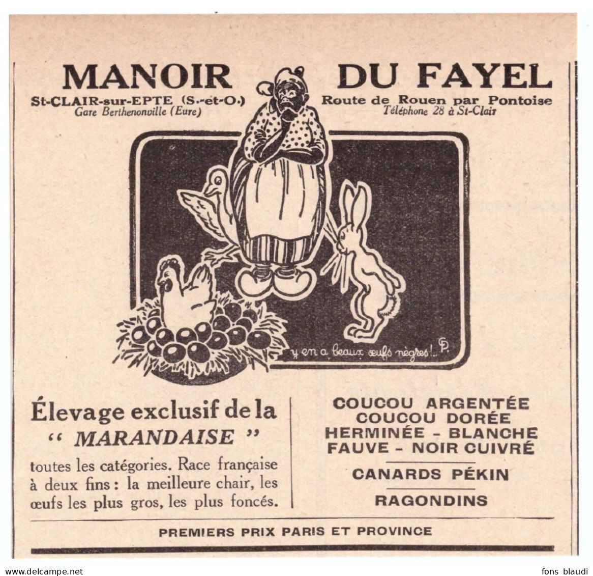 1932 - Publicité - Saint-Clair-sur-Epte (Val-d'Oise) - Manoir Du Fayel - Pubblicitari