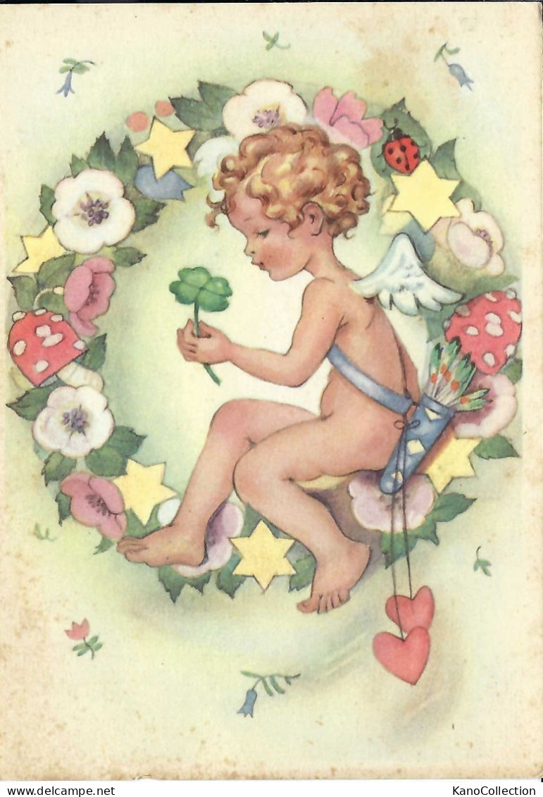 Der Junge Glücksbringer-Engel, Kunstbildpostkarte Nach Einem Entwurf Von Charlotte Braun, Nicht Gelaufen - Engel