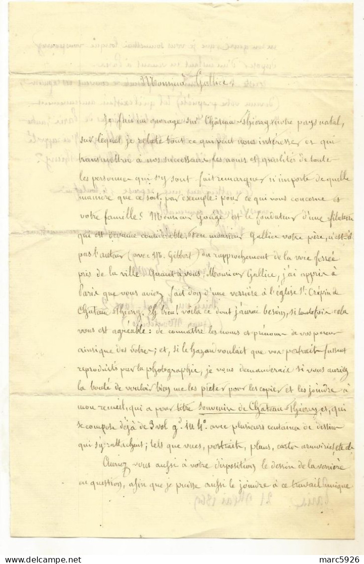 N°1729 ANCIENNE LETTRE DE FRANCISQUE LECART DATE 1869 - Historische Dokumente