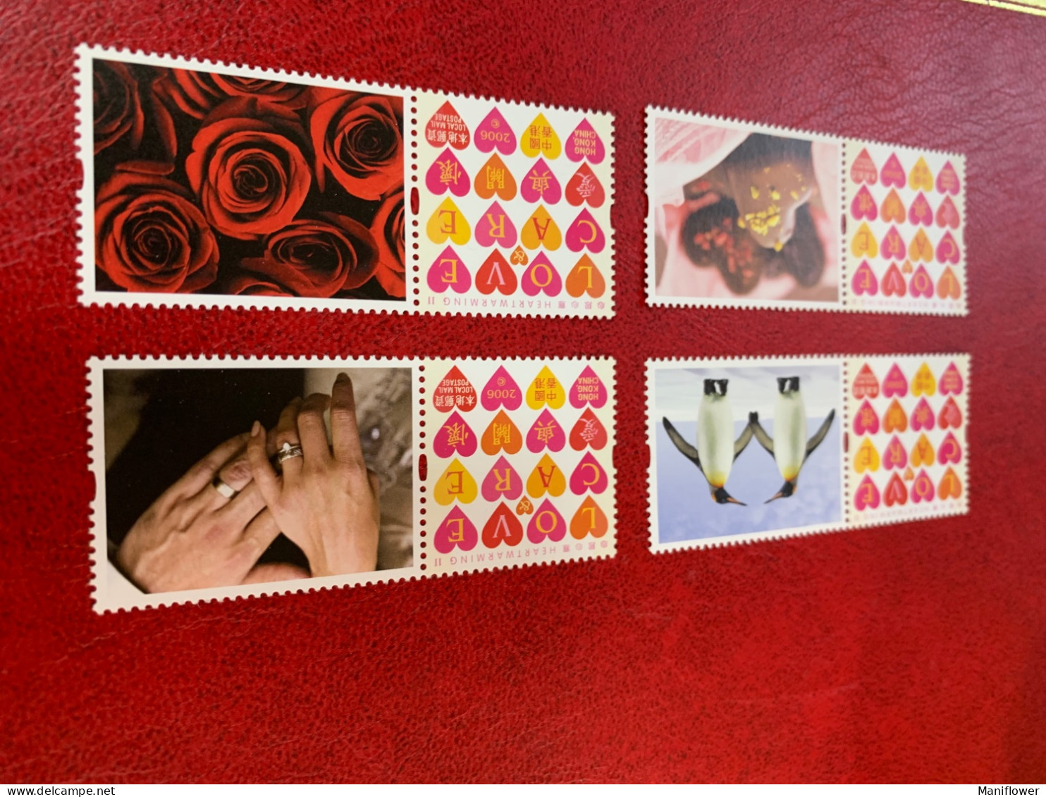 Hong Kong Stamp Valentine Day Love Rose Chocolate Rings Penguins - Lettres & Documents