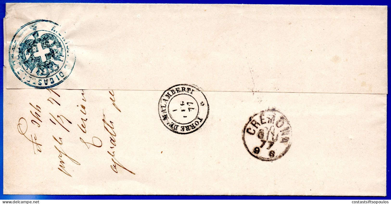 2824. ITALY,1877 COVER 2021 NUMERAL,S.GIOVANNI DI CROCE,TORRE DE MALAMBERTI POSTMARKS - Marcofilie