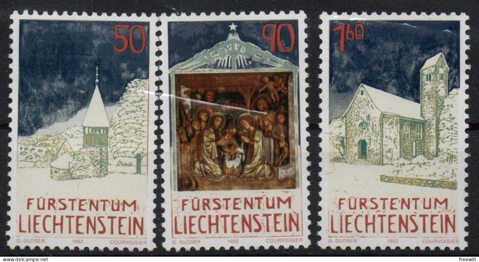 Liechtenstein 1992 Noël , Christmas MNH - Unused Stamps