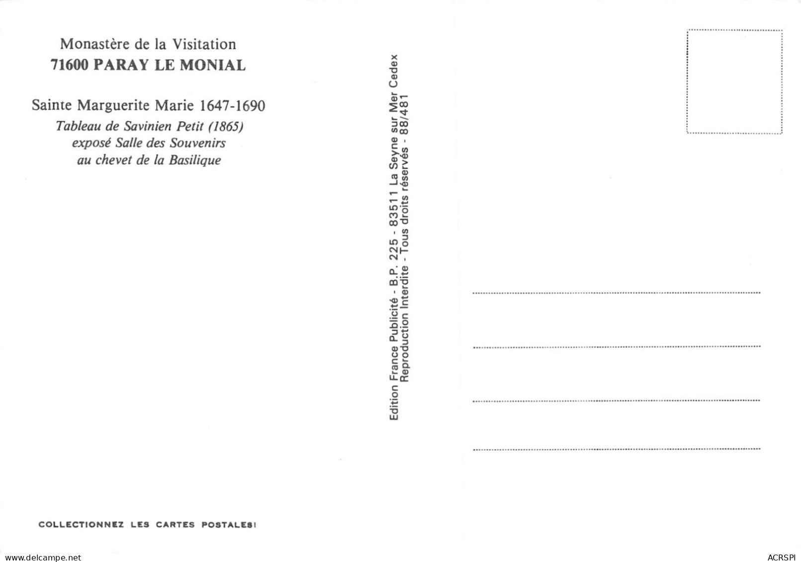 PARAY LE MONIAL Sainte Marguerite Tableau De Savinien Petit 16 (scan Recto Verso)ME2645TER - Paray Le Monial