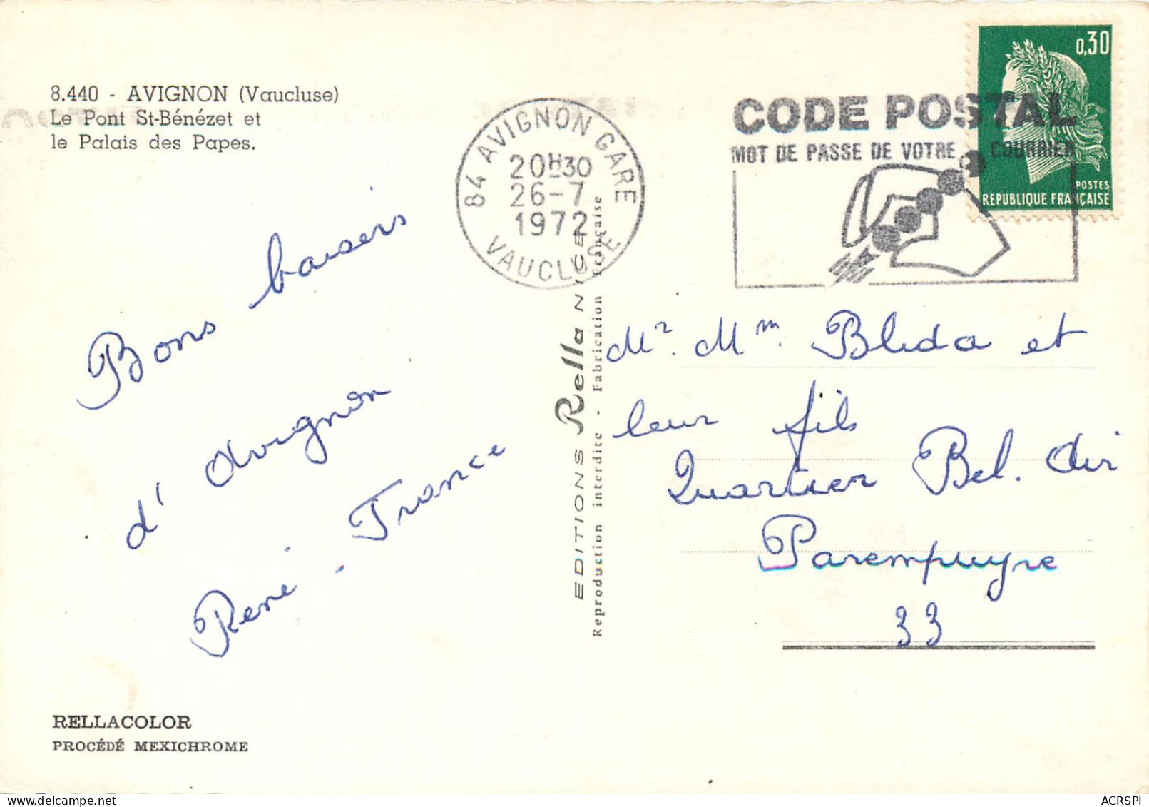 AVIGNON Le Pont St Benezet Et Le Palais Des Papes 14(scan Recto-verso) ME2639 - Avignon