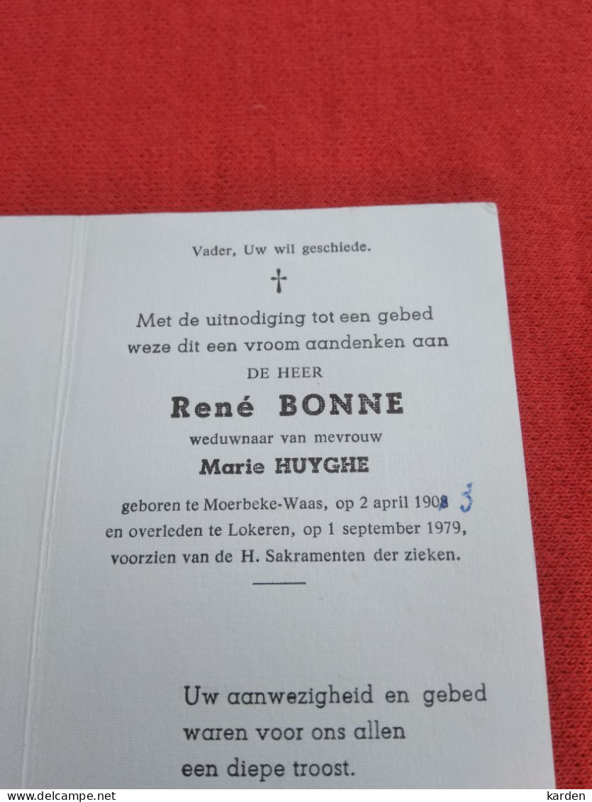 Doodsprentje René Bonne / Moerbeke Waas 2/4/1903 Lokeren 1/9/1979 ( Maria Huyghe ) - Religion & Esotericism