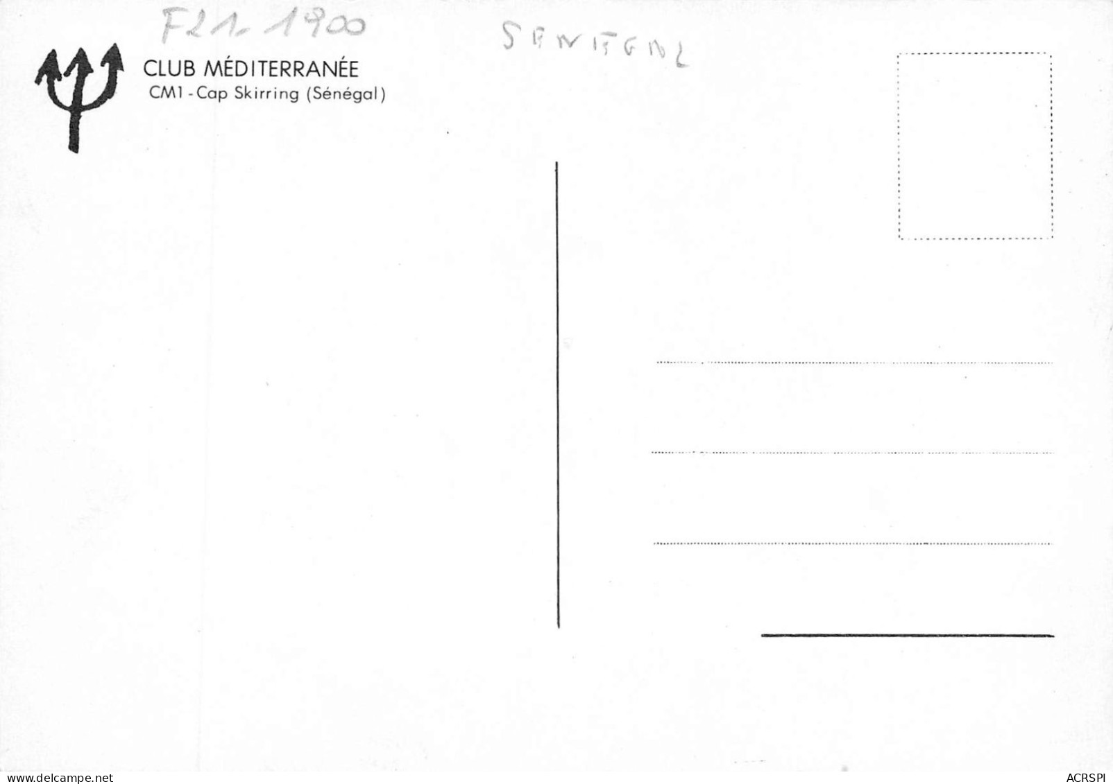 SENEGAL  Club Med Méditerranée  CM1 Cap Skirring  14 (scan Recto Verso)ME2646TER - Sénégal