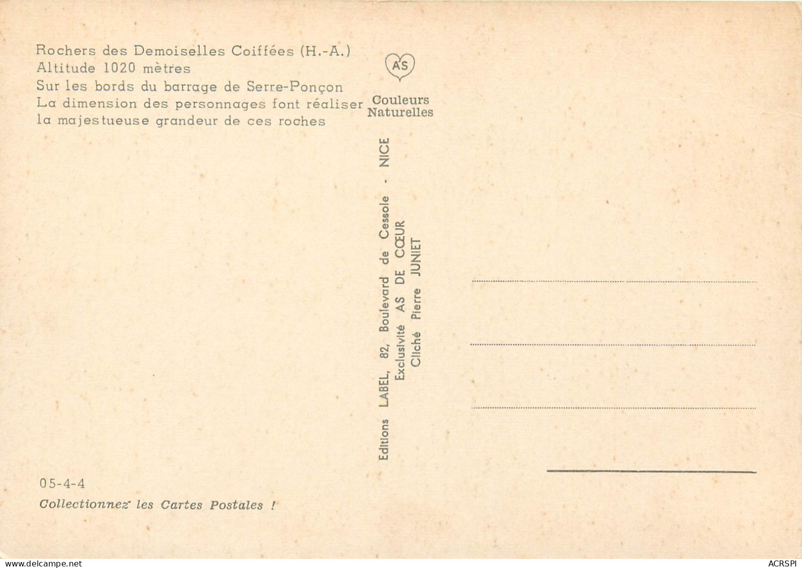 Rocher Des Demoiselles Coiffees Sur Les Bords Du Barrage De Serre Poncon 12(scan Recto Verso)ME2659 - Autres & Non Classés