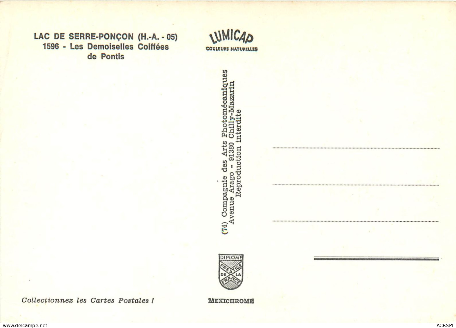 LAC DE SERRE PONCON Les Demoiselles Coiffees De Pontis 7(scan Recto Verso)ME2659 - Autres & Non Classés