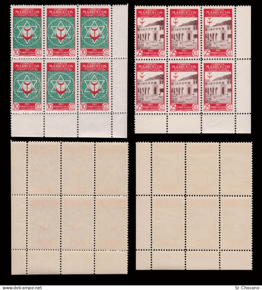 España.MARRUECOS.1946.Pro Tuberculosis.Serie MNH.Blq 6.Edifil.270-274 - Spaans-Marokko