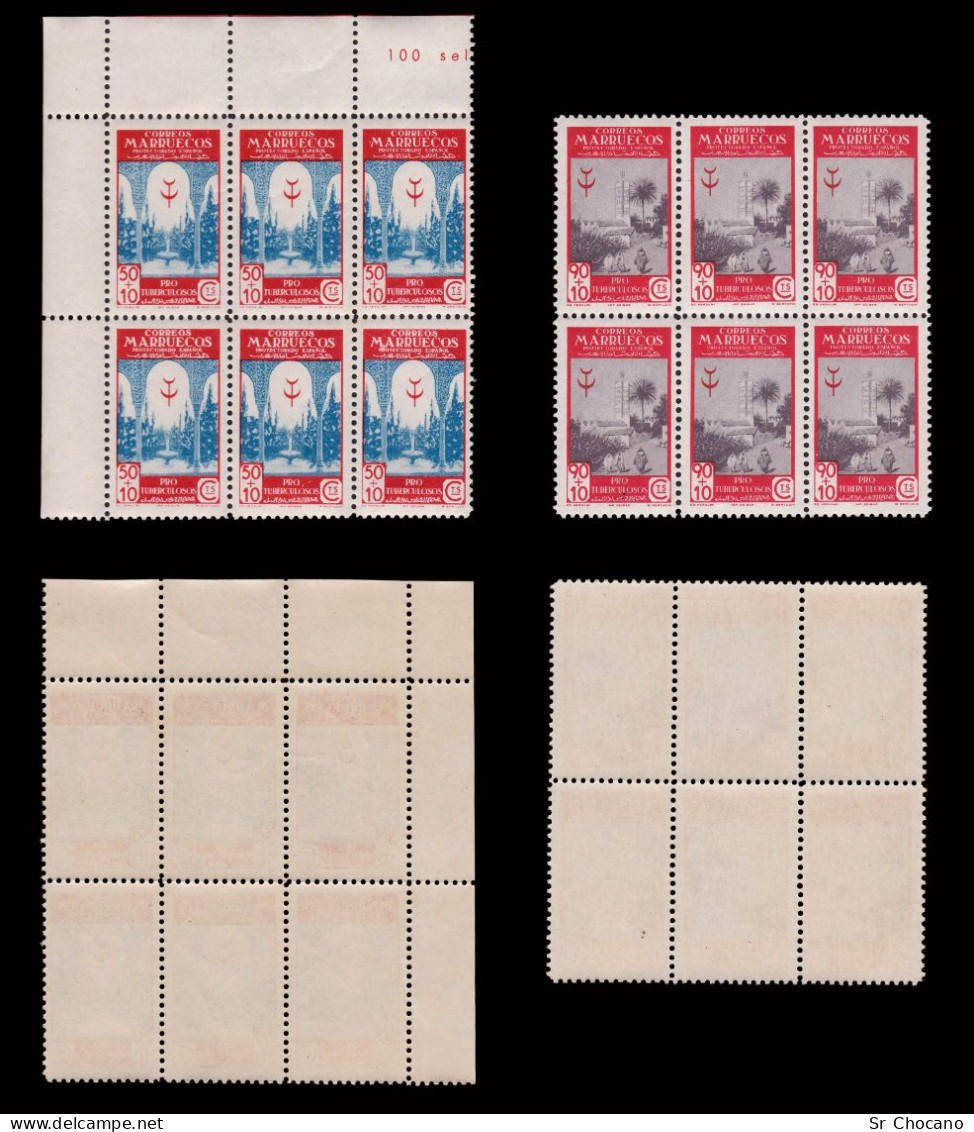 España.MARRUECOS.1946.Pro Tuberculosis.Serie MNH.Blq 6.Edifil.270-274 - Spanish Morocco