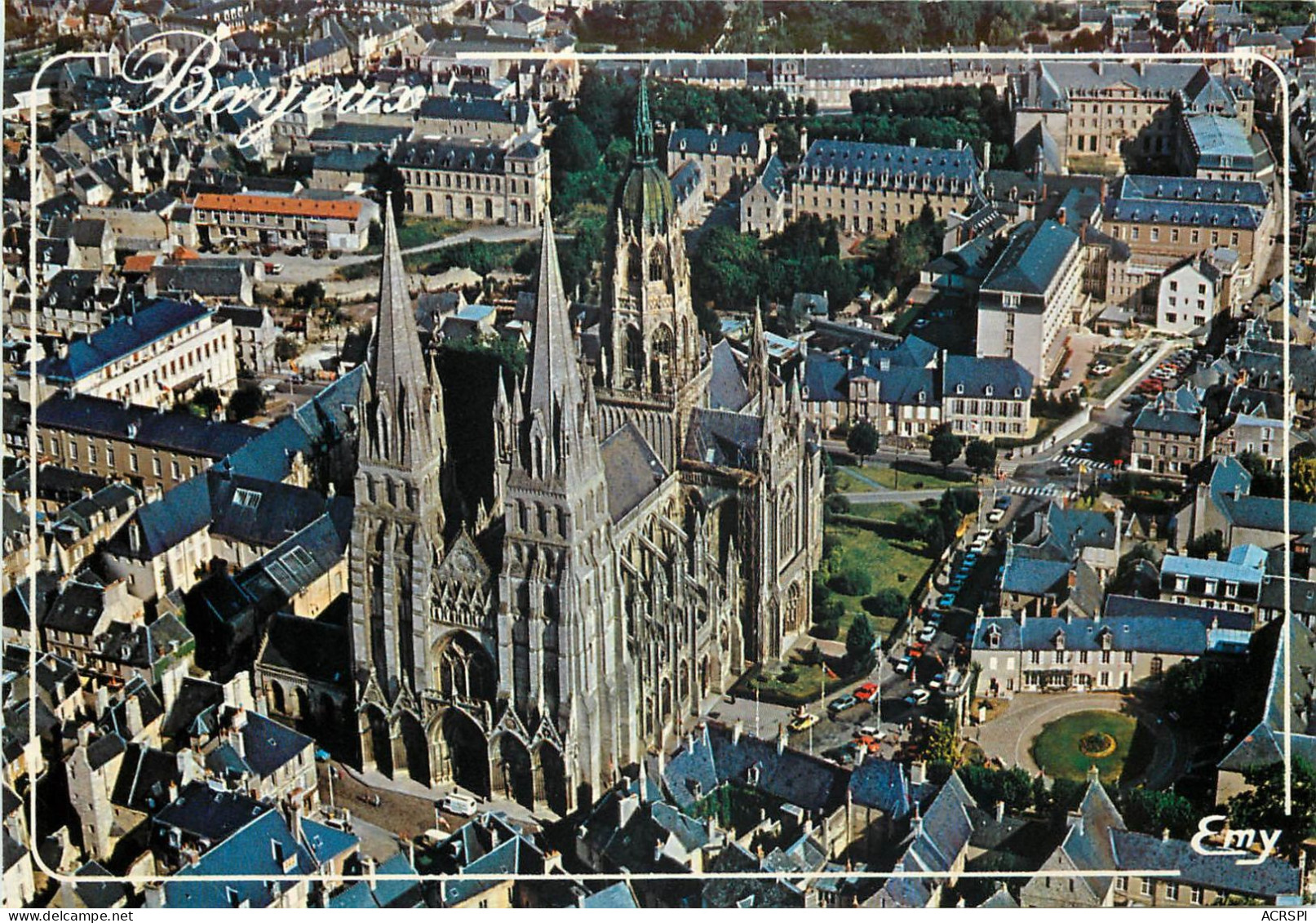 BAYEUX Vue Aerienne De La Cathedrale Notre Dame Bel Edifice De L Ecole 28(scan Recto Verso)ME2667 - Bayeux