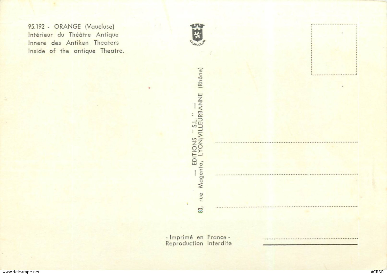 ORANGE Interieur Du Theatre Antique 29(scan Recto Verso)ME2699 - Orange