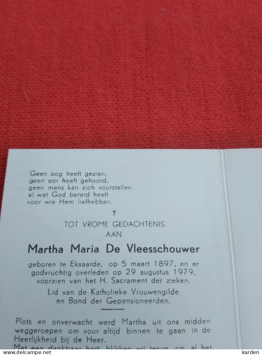 Doodsprentje Martha Maria De Vleesschouwer / Eksaarde 5/3/1897 - 29/8/1979 - Religion &  Esoterik
