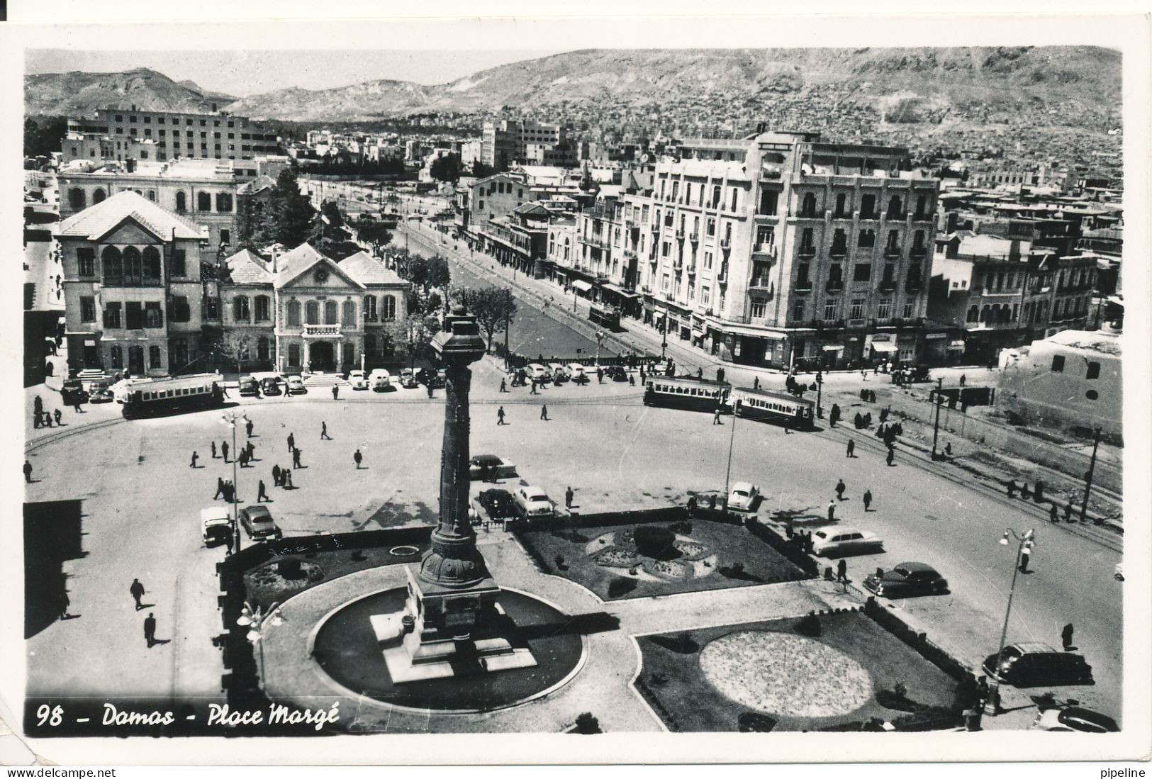 Syria Postcard Sent To Germany 23-6-1961 (Damascus Merje Square) - Syrie