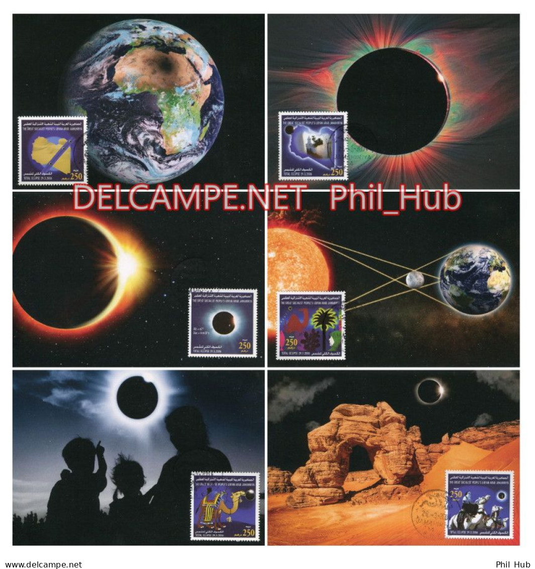 LIBYA 2006 Eclipse Astronomy (6 Maximum-cards) - Astronomie