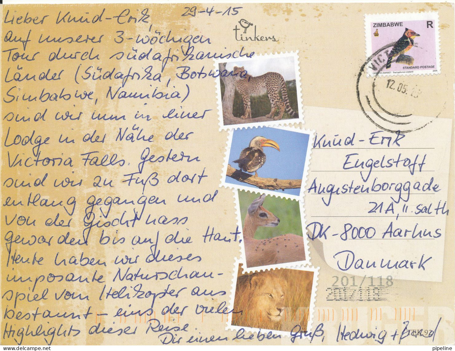 Zimbabwe Postcard Sent To Denmark 12-5-2015 (Kruger Park) - Zimbabwe