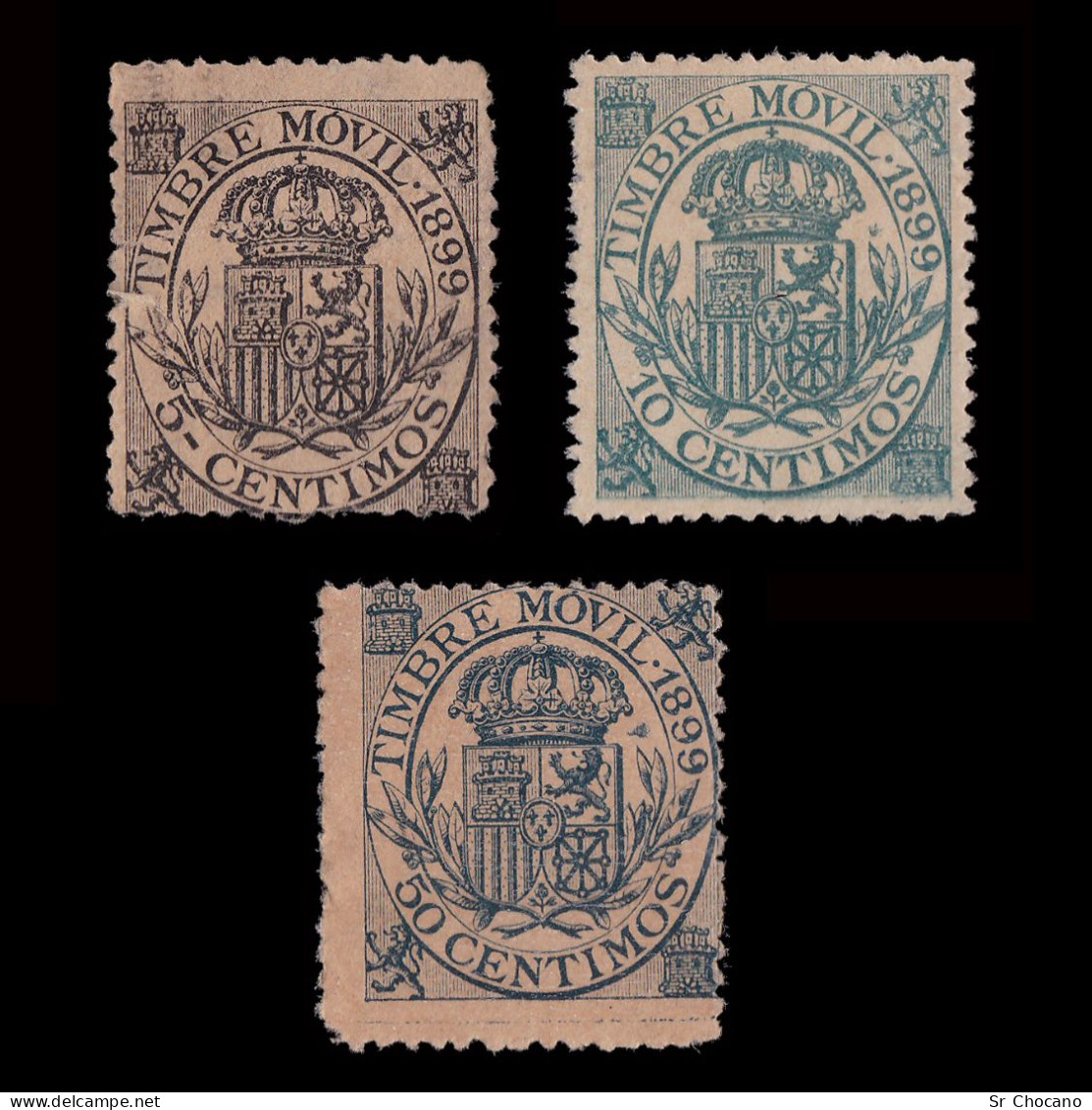 Fiscal.1899.Timbre Movil.Lote 3.MNG.Galvez 101-102-104e - Fiscales