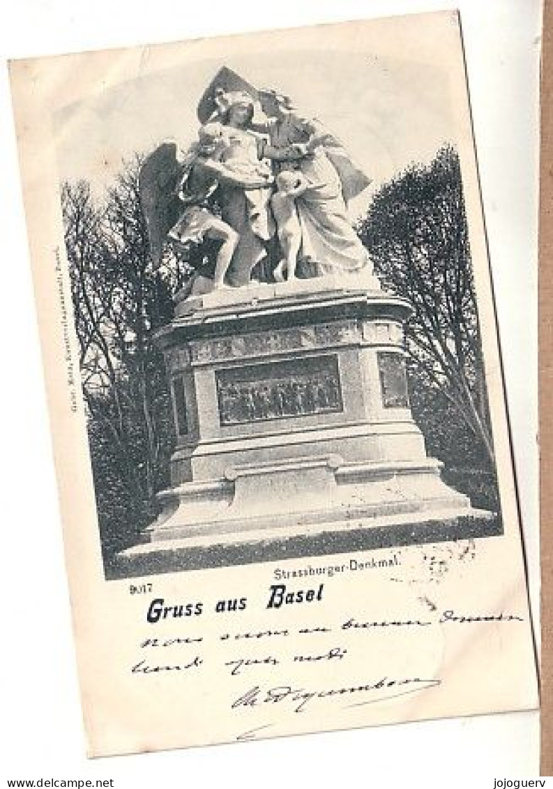 Gruss Aus Basel Strassburger Denkmal Timbrée En 1903 - Bâle