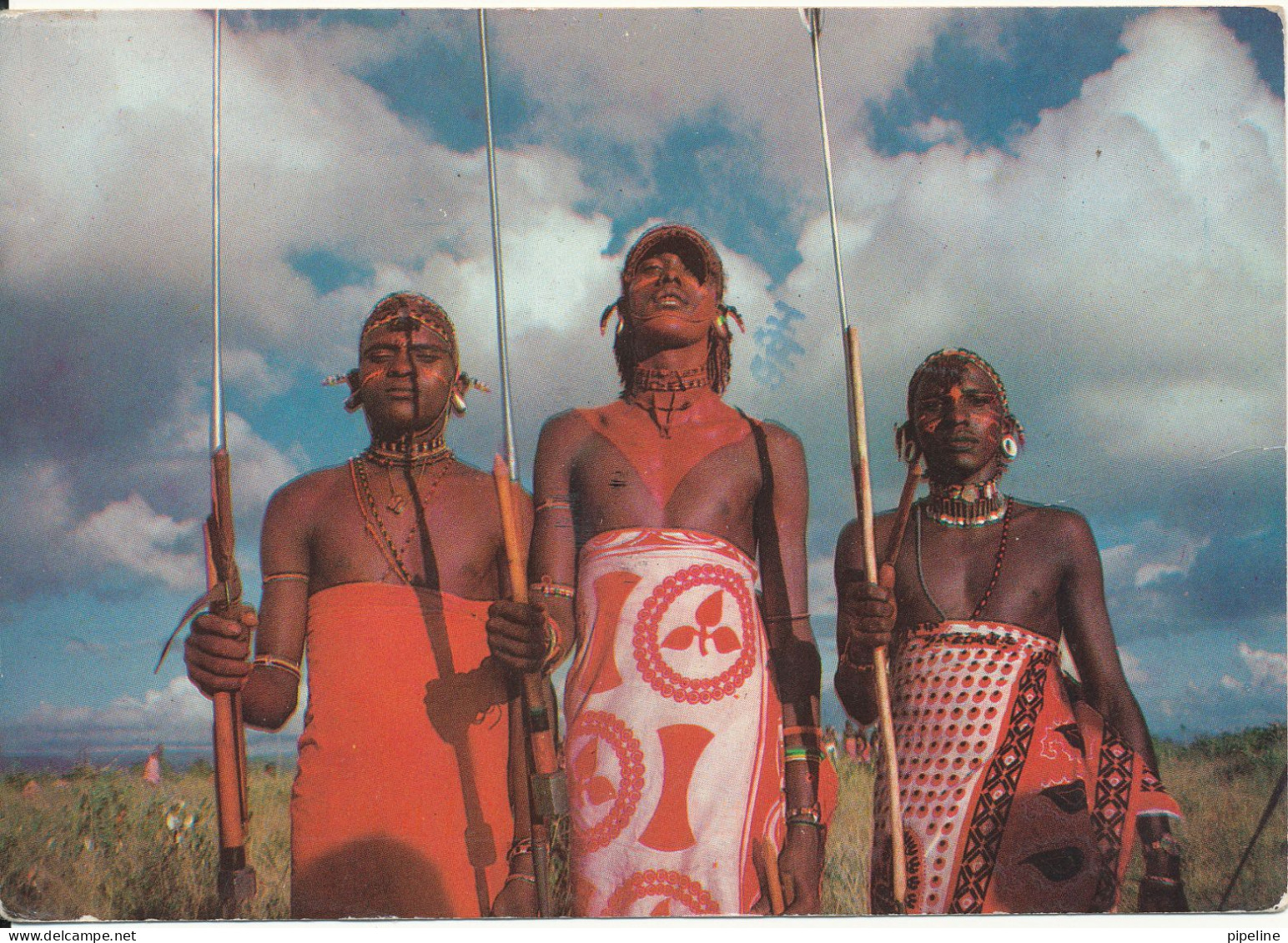 Tanzania Postcard Sent To USA 11-7-1994 (Samburu Warriors) - Tanzania