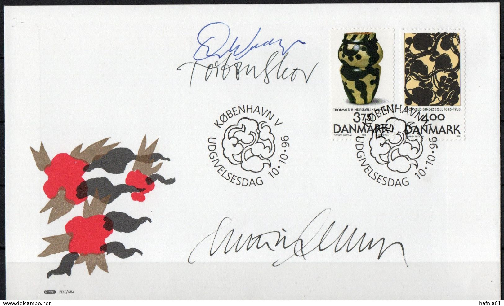 Martin Mörck. Denmark 1996. 150 Anniv Thorvald Bindesbøll. Michel 1136 - 1137 FDC. Signed. - FDC