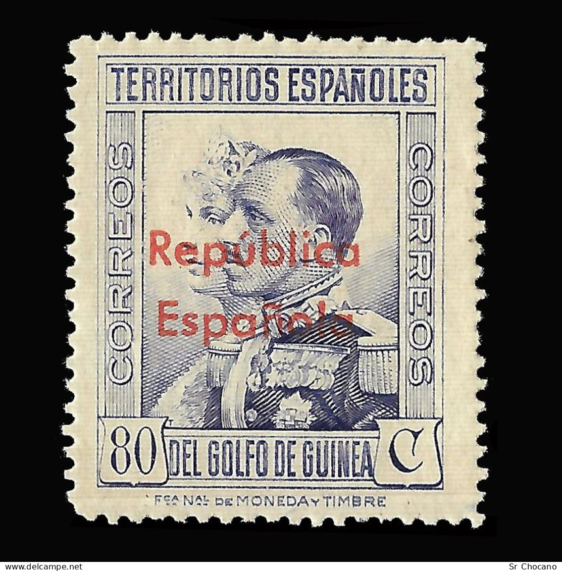 ESPAÑA.GUINEA.1933.Habilitado.80c.MNH.Edifil 240 - Guinée Espagnole