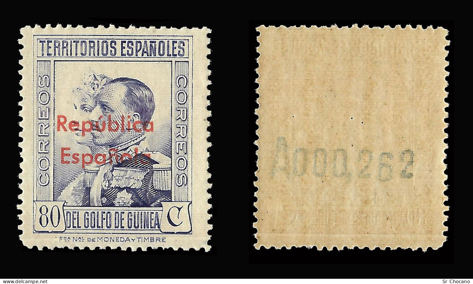 ESPAÑA.GUINEA.1933.Habilitado.80c.MNH.Edifil 240 - Spanish Guinea