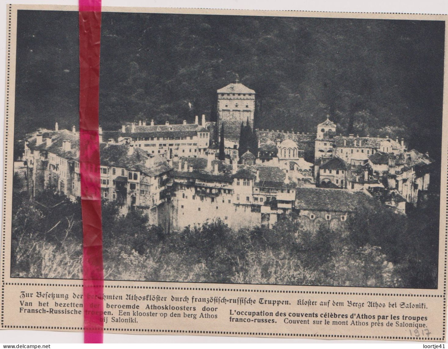 Oorlog Guerre 14/18 - Saloniki Salonique - Klooster Couvent Athos - Orig. Knipsel Coupure Magazine - 1917 - Ohne Zuordnung