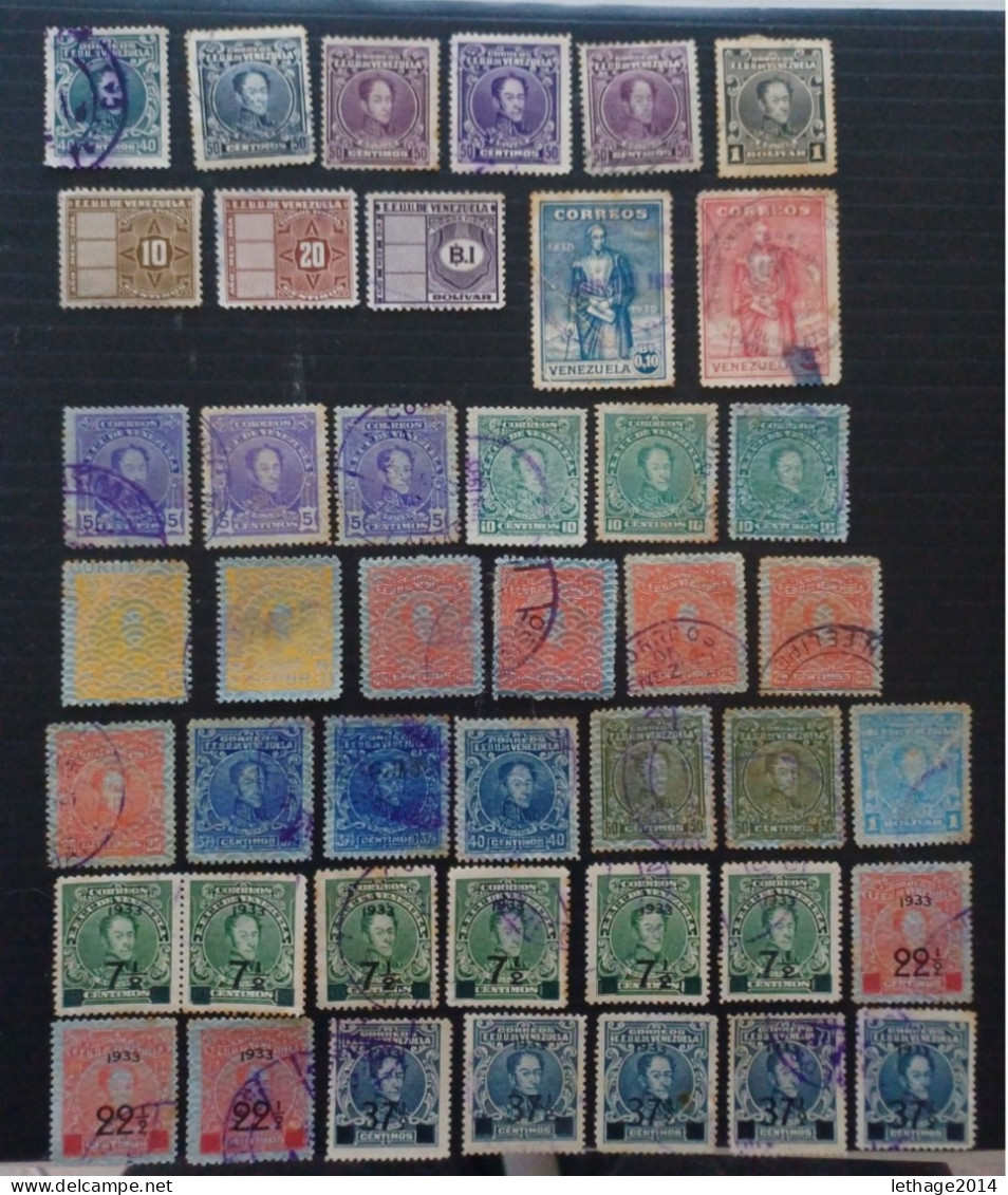 VENEZUELA 1865 COAT OF ARMS + STOCK LOT MIX OBLITERE MNH 55 SCANNERS