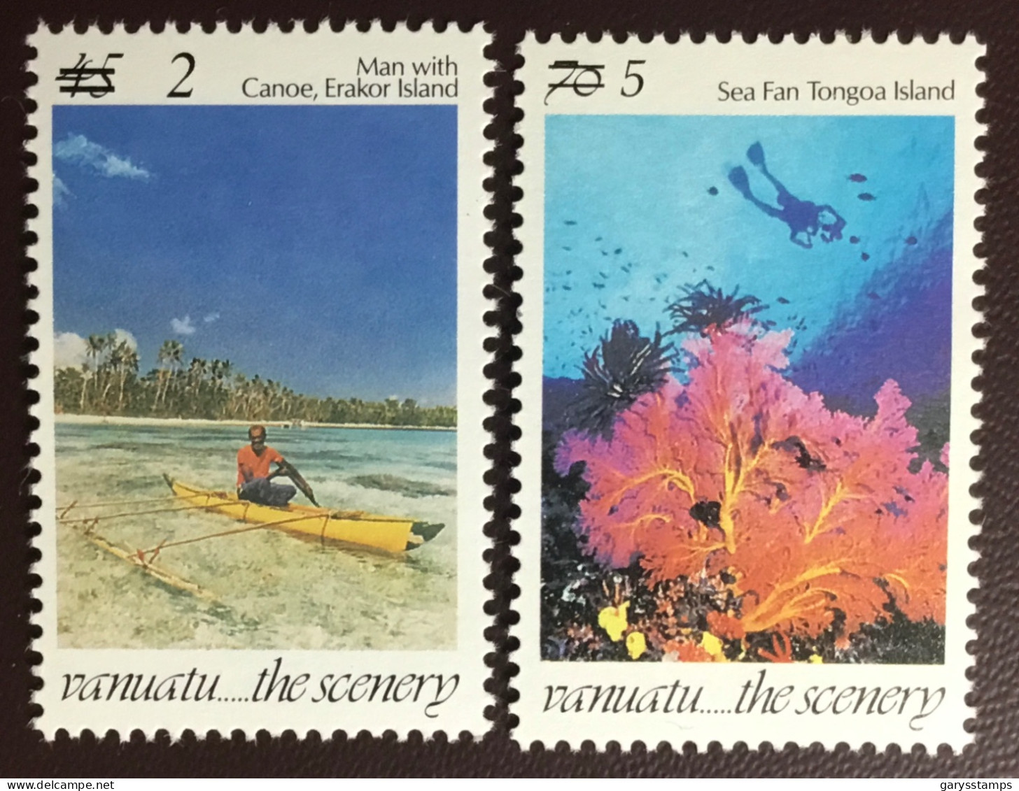 Vanuatu 2000 Scenery Surcharges 2 Values Marine Life MNH - Vanuatu (1980-...)