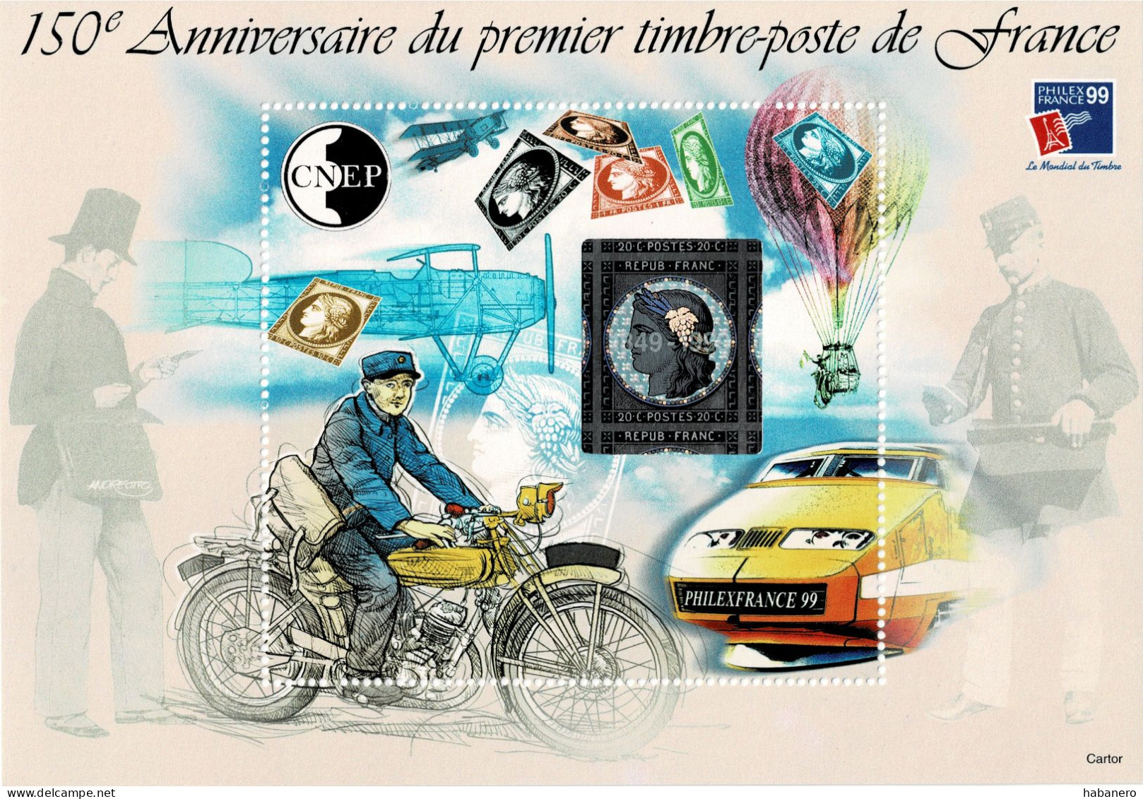 FRANCE 1999 YT CNEP30 150th ANNIVERSARY OF FRENCH STAMPS PHILEX FRANCE 99 MINT MINIATURE SHEET ** - Philatelic Exhibitions