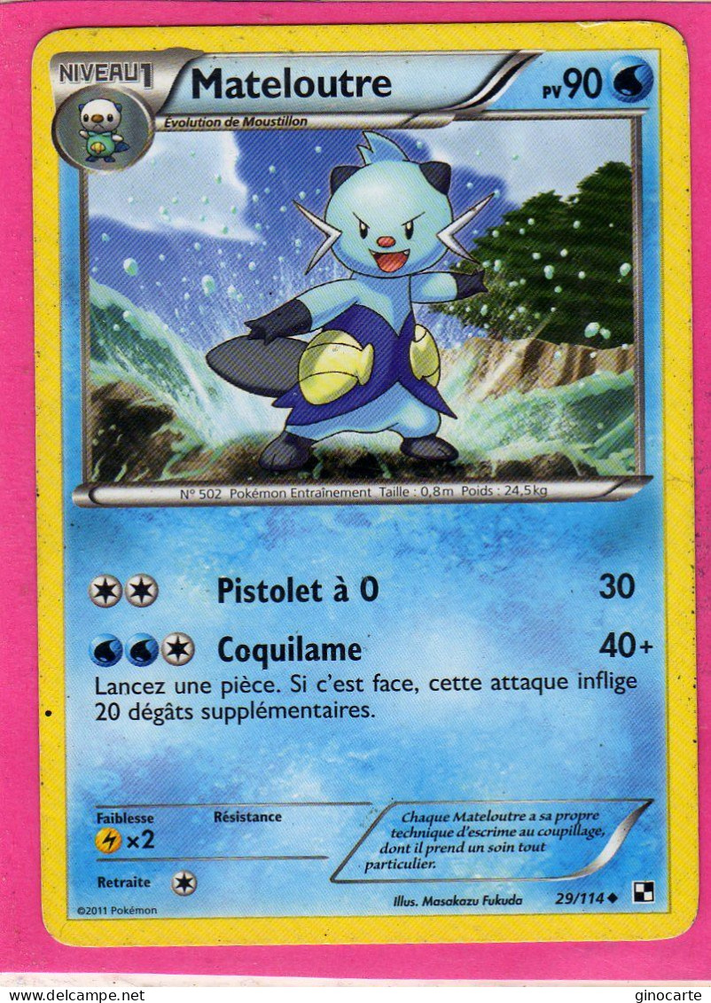 Carte Pokemon Francaise 2011 Noir Et Blanc 29/114 Maleloutre 90pv Bon Etat - Black & White