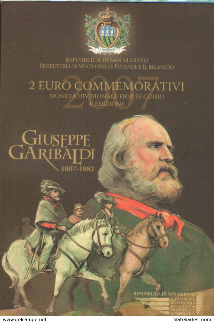 2007 Repubblica Di San Marino - Giuseppe Garibaldi 2 Euro - FDC - Otros & Sin Clasificación