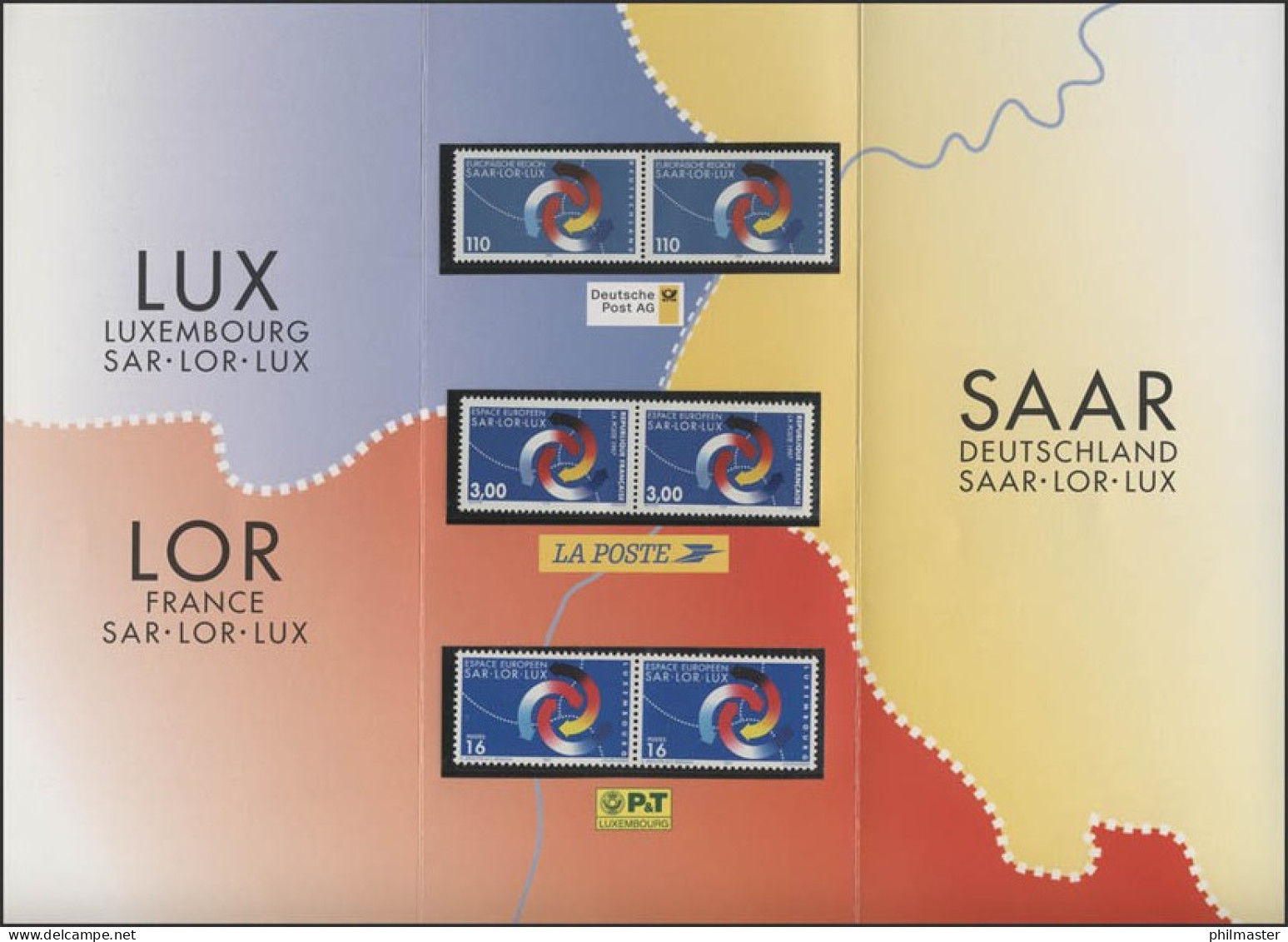 Saar-Lor-Lux 1997 Bund, Faltkarte Mit Paaren Deutschland Frankreich Luxemburg ** - Emissions Communes