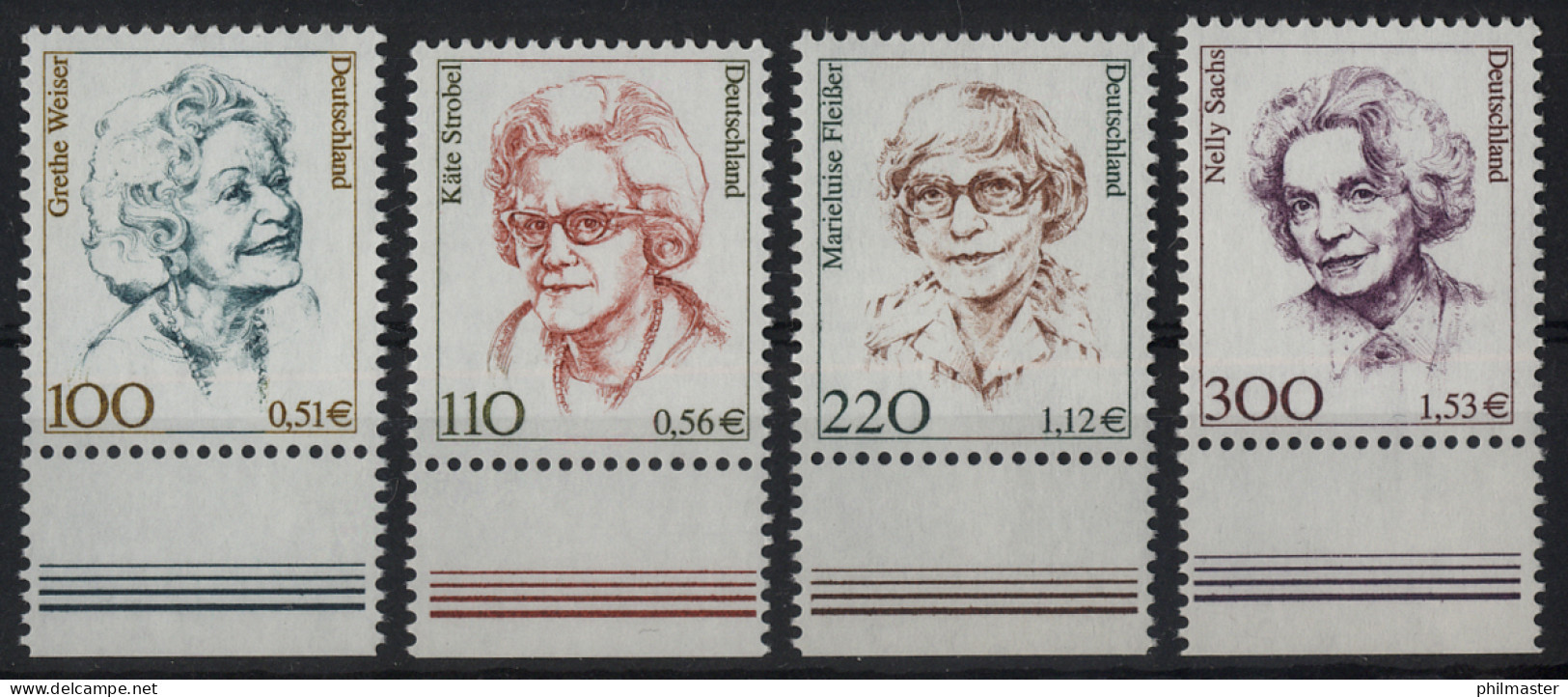 2149/2159 Frauen/Doppelwährung 4 Werte Unterrand-Satz ** - Unused Stamps